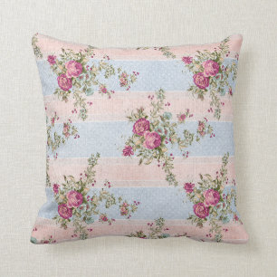 Coussin Flore Vintage et rayures
