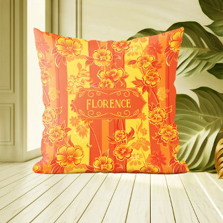 Coussin Florence Floral jaune et orange