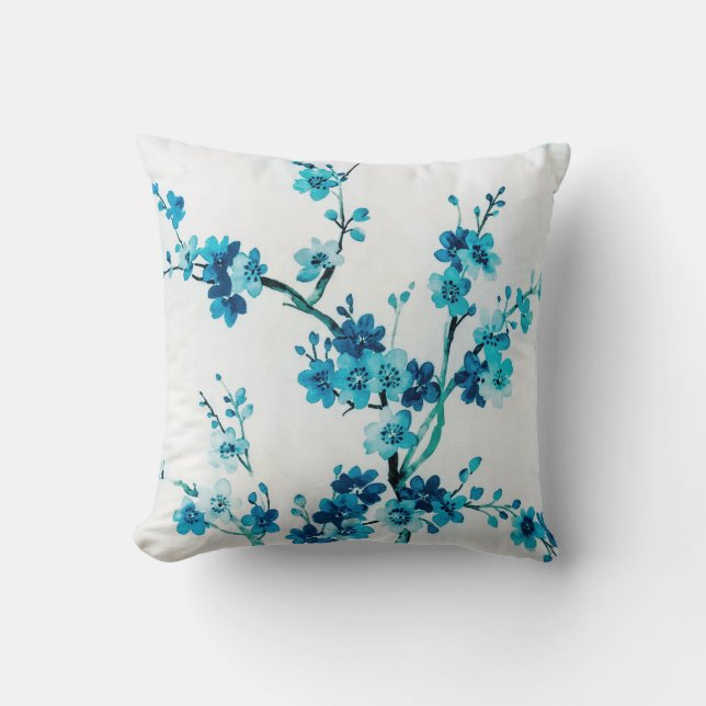 Coussin Flores d'hiver bleues | Floral (Recto)