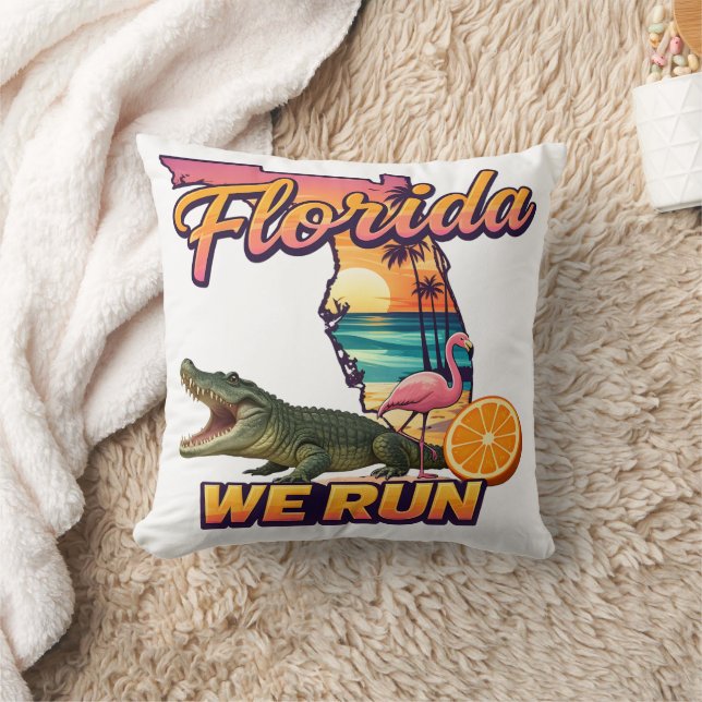 Coussin Florida Nous Courons Coucher de Soleil Alligator F (Couverture)