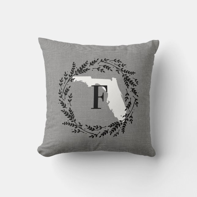 Coussin Florida Rustic Wreath Monogram Jeu d'oreiller (Recto)