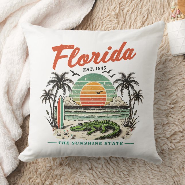 Coussin Floride, L'État Sunshine - Sunset Beach Scene (Couverture)