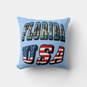 Coussin Floride Photo et USA Flag Text