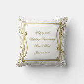 Coussin Florish Gold White 50e anniversaire Mariage (Recto)