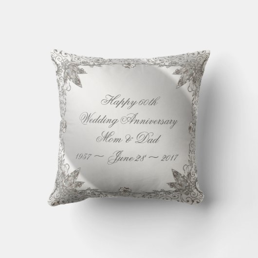Coussin Flourish 60th Diamond Anniversary Throw Pillow (Verso)