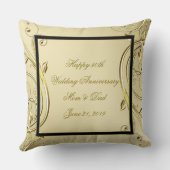 Coussin Flourish Gold 50e Anniversaire de Mariage Photo (Verso)