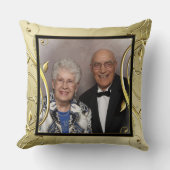 Coussin Flourish Gold 50e Anniversaire de Mariage Photo (Recto)