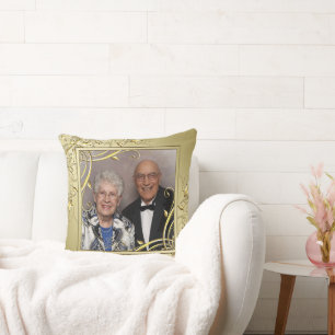 Coussin Flourish Gold 50th Mariage Anniversaire photo