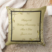 Coussin Flourish Or Noir 50e Anniversaire de Mariage (Couverture)