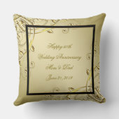 Coussin Flourish Or Noir 50e Anniversaire de Mariage (Verso)