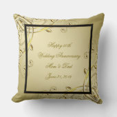 Coussin Flourish Or Noir 50e Anniversaire de Mariage (Recto)
