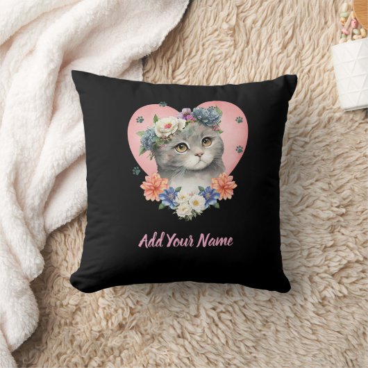Coussin Flower Cat Tshirt (Couverture)