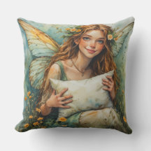 Flower Fairy Holding Pillow