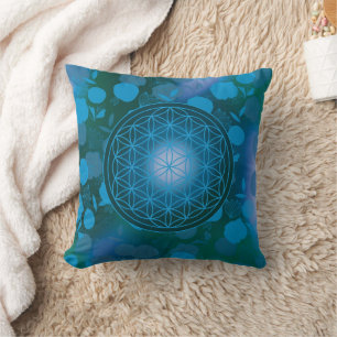 Coussin flower of life, chakra,zen,sacred geometric,