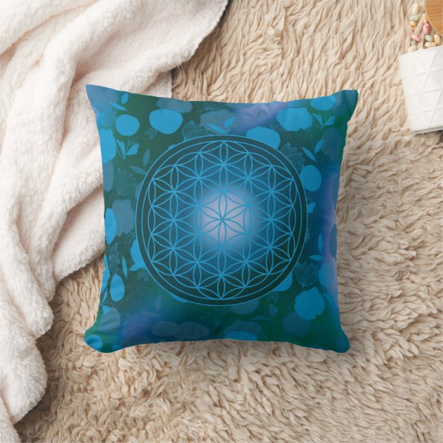 Coussin flower of life, chakra,zen,sacred geometric, (Couverture)