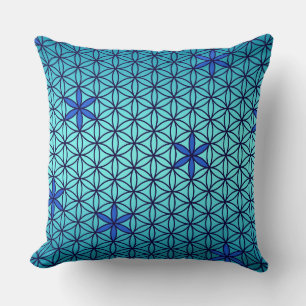 Coussin Flower Of Life - timbre sans couture motif - cyan