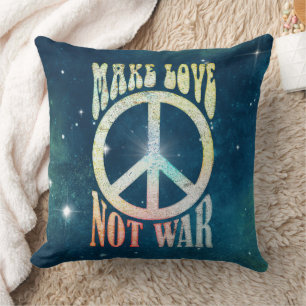 Coussin Flower Power Paix - Faites l'amour pas la guerre 1