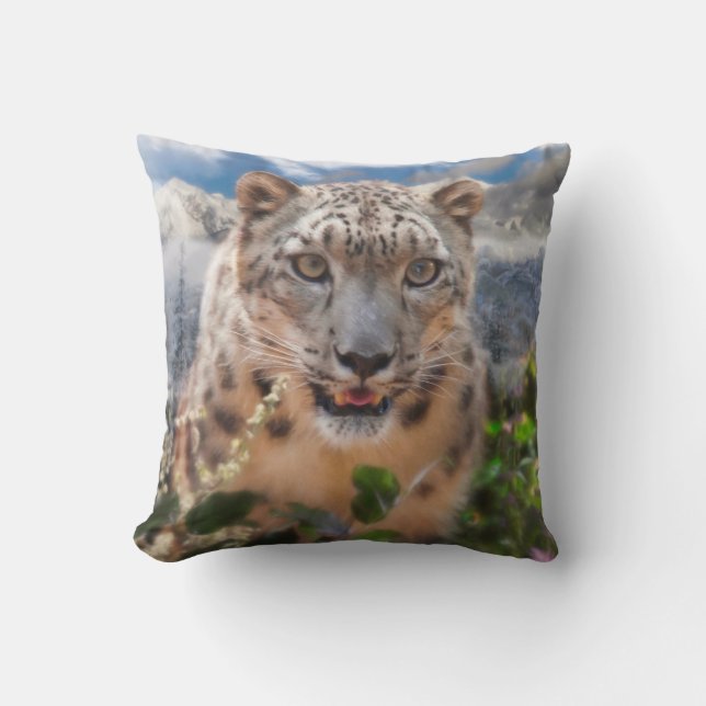 COUSSIN FLOWERS DE SNOW LEOPARD (Recto)