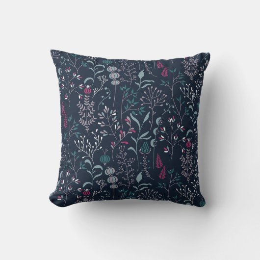 Coussin Flowers & Grass Botanical Pattern (Recto)