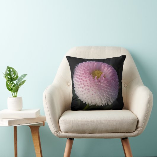 Coussin flowers on black - rosa bellis (Chaise)