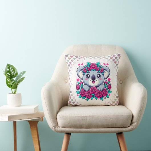 Coussin Fluffy Koala with Flower Crown (Chaise)