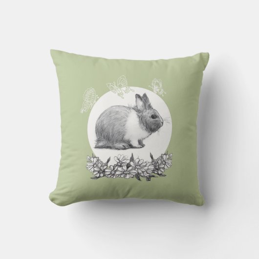 Coussin Fluffy le lapin. Dessin au crayon (Recto)