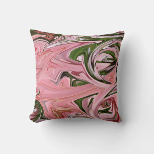Coussin Flux d'art rose et vert