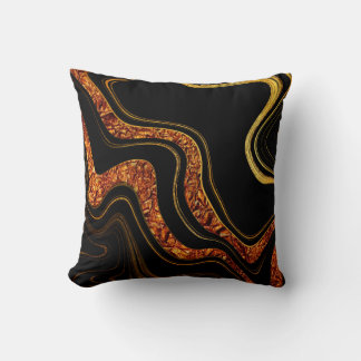 Coussin Flux d'Obsidienne Dorée – Art Fluide Noir & Or