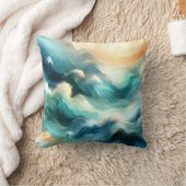 Coussin Flux d'océan doré Vagues abstraites (Couverture)
