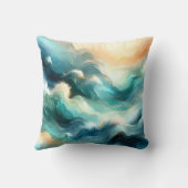 Coussin Flux d'océan doré Vagues abstraites (Verso)