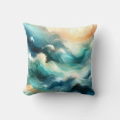 Coussin Flux d'océan doré Vagues abstraites (Recto)
