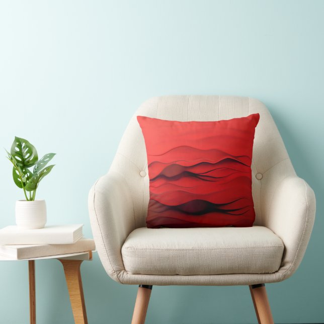 Coussin Flux Écarlate – Vagues Rouges Abstraites de Mouvem (Chaise)