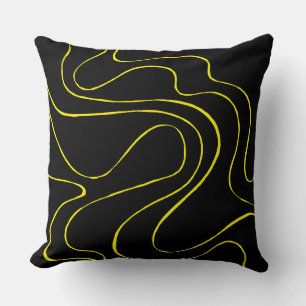 Coussin Flux et reflux 2 en noir et jaune