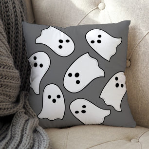 Coussin Flying Ghost Grey and White Halloween