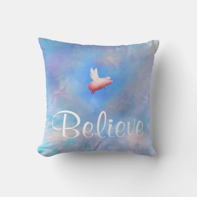 Coussin Flying Pig-Believe (Recto)