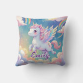 Coussin Flying Unicorn Rainbow Wings - Nom modifiable (Verso)