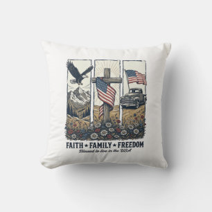 Coussin Foi Famille Liberté Aigle Patriotique Vintage
