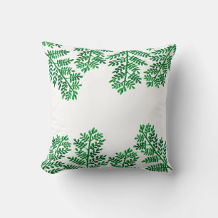 Coussin Foliage de fougère à aquarelle tropicale