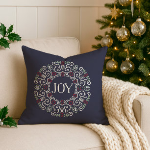 Coussin Folk Art Joy   Monogramme de vacances