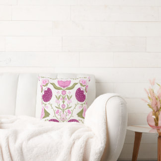 Coussin Folk Floral Throw – Pink & Burgundy Botanic.