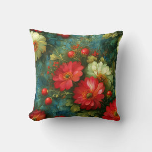 Coussin Foncé Élégant Floral Chic de Style Rustique