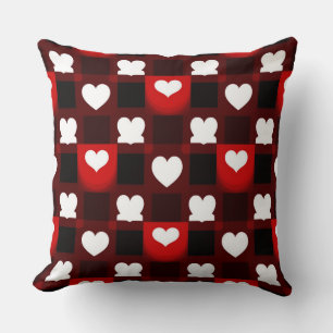 Coussin Fond à motif de cœur rouge sans couture