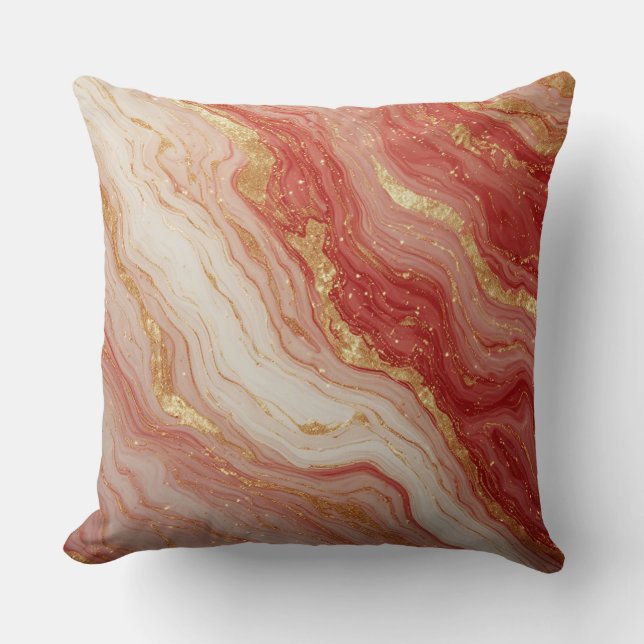 Coussin Fond abstrait en marbre doré avec des tourbillons  (Recto)