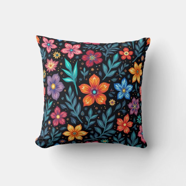 Coussin Fond de bouton floral coloré (Recto)