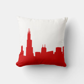 Coussin Fond de couleur DIY BG Chicago Skyline Silhouette