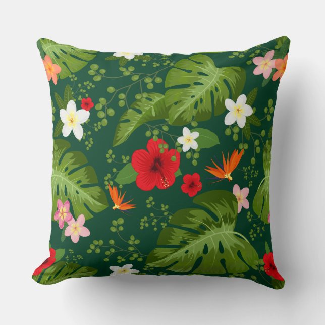Coussin Fond de fleurs tropicales 7 (Recto)