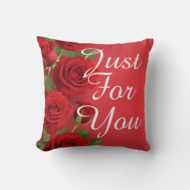 Coussin fond de rose rouge de la Saint-Valentin design rom (Recto)