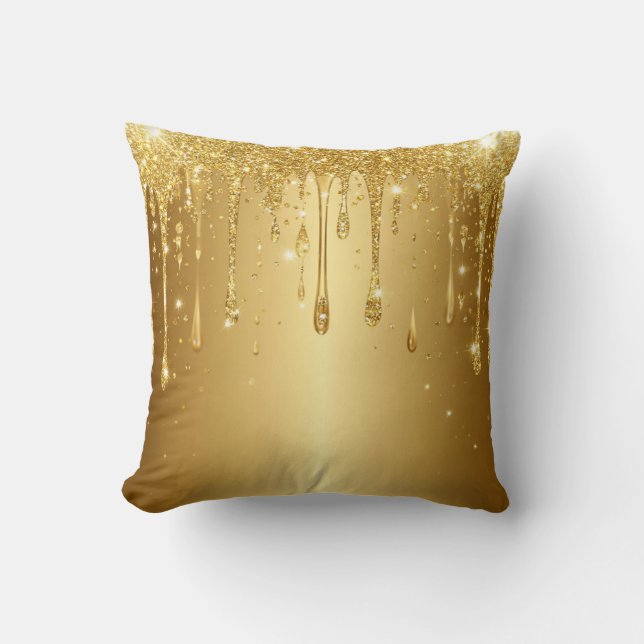 Coussin Fond de ruissellement de paillettes dorées scintil (Recto)
