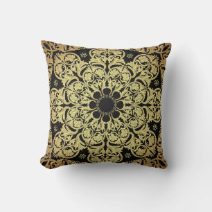 Coussin Fond floral de tourbillons dorés de luxe