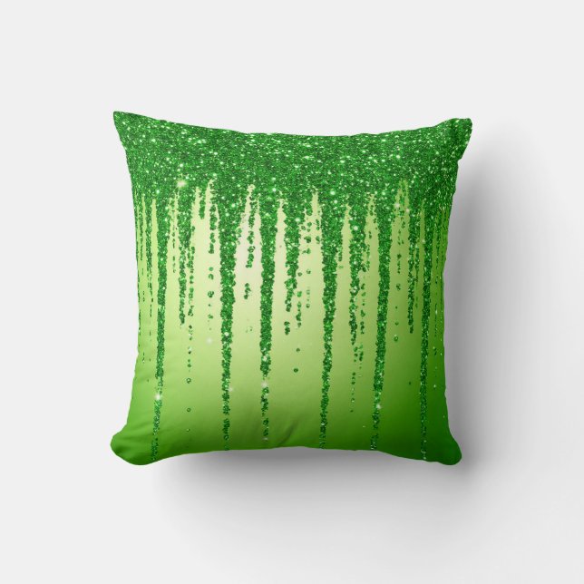 Coussin Fond goutte à goutte de paillettes vertes avec sci (Recto)